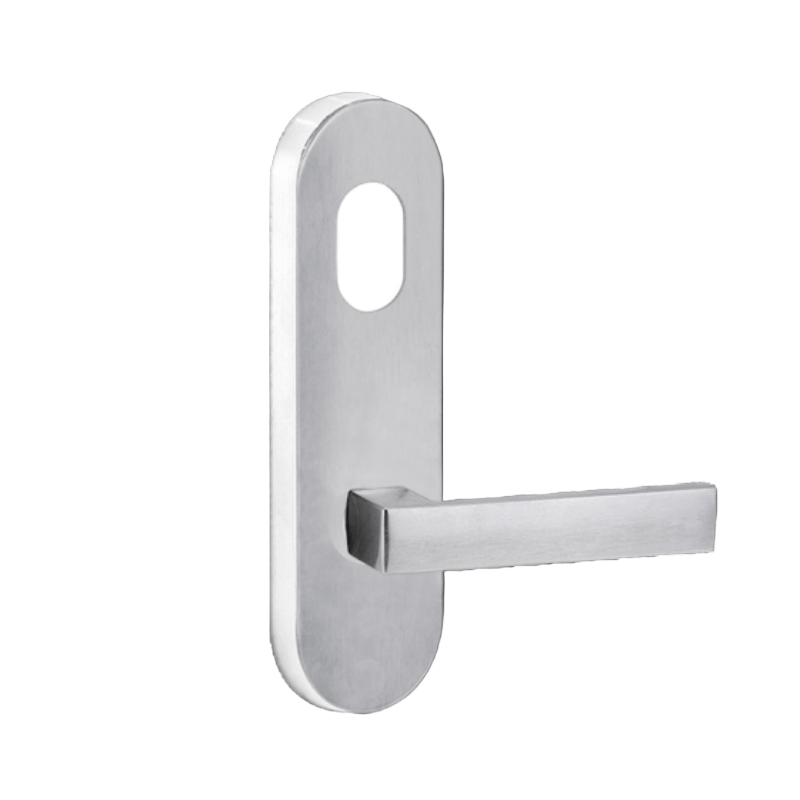 Lockwood 2801 Round End Plate with Cylinder Hole & 101 Lever Satin Chrome 2801/101SC
