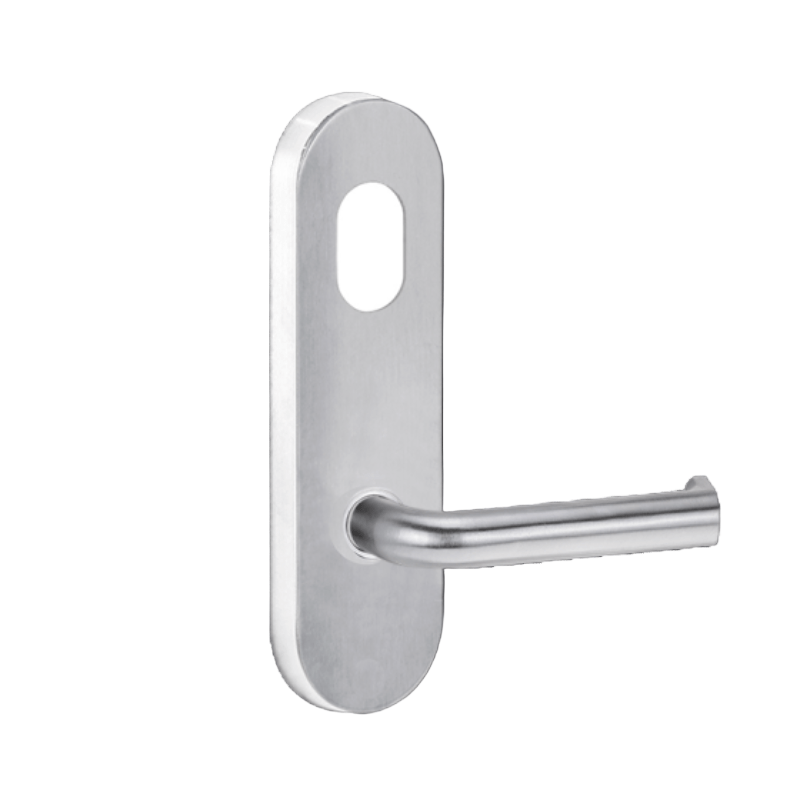 Lockwood 2801 Round End Plate with Cylinder Hole & 102 Lever Satin Chrome 2801/102SC
