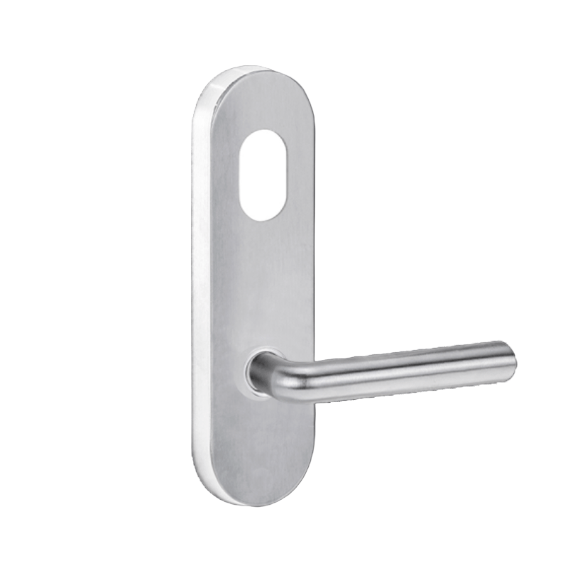 Lockwood 2801 Round End Plate with Cylinder Hole & 104 Lever Satin Chrome 2801/104SC