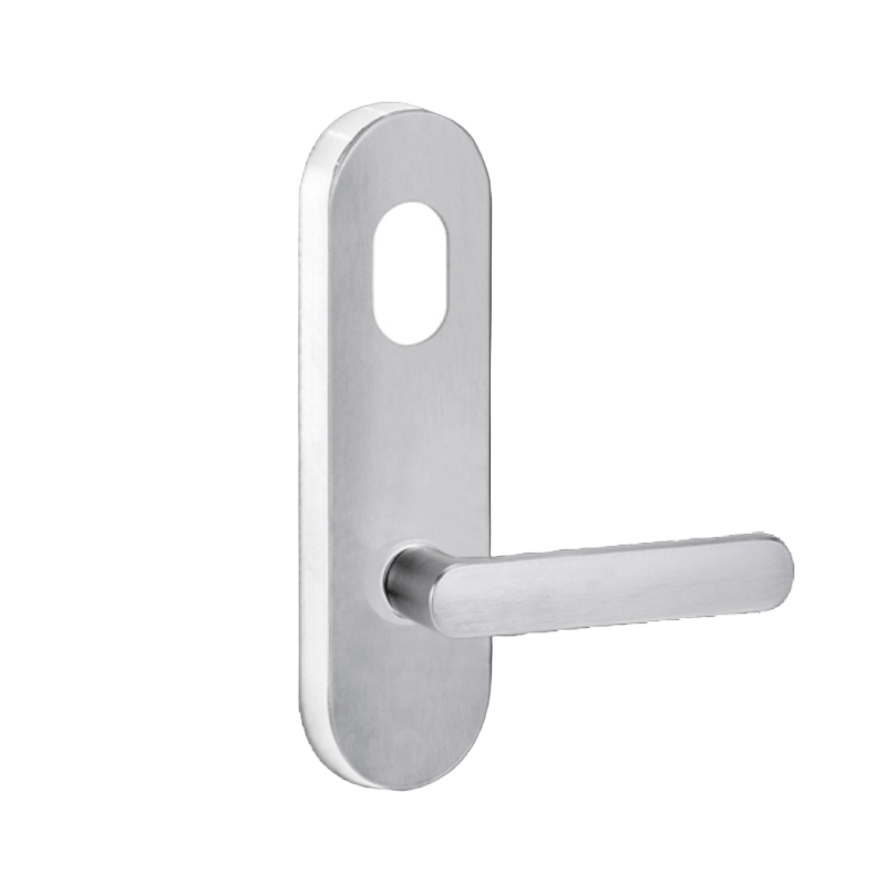 Lockwood 2801 Round End Plate with Cylinder Hole & 106 Lever Satin Chrome 2801/106SC