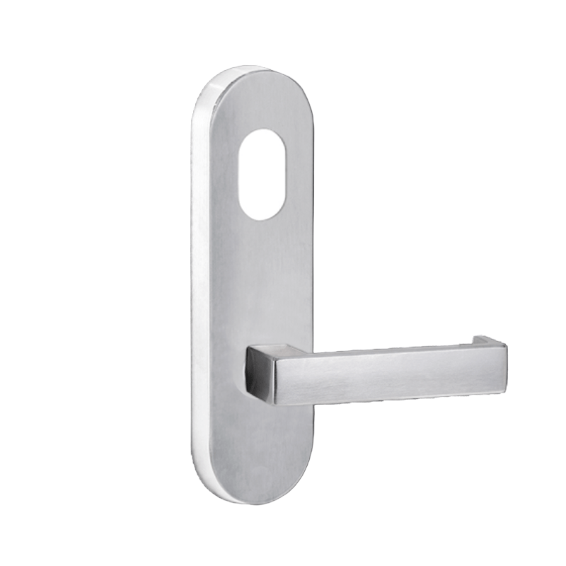 Lockwood 2801 Round End Plate with Cylinder Hole & 111 Lever Satin Chrome 2801/111SC - primehardware