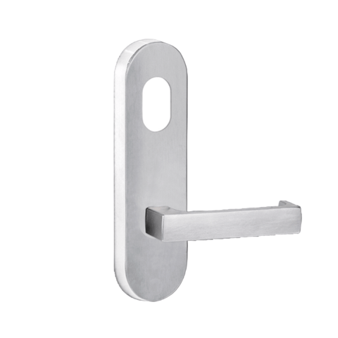 Lockwood 2801 Round End Plate with Cylinder Hole & 112 Lever Satin Chrome 2801/112SC - primehardware