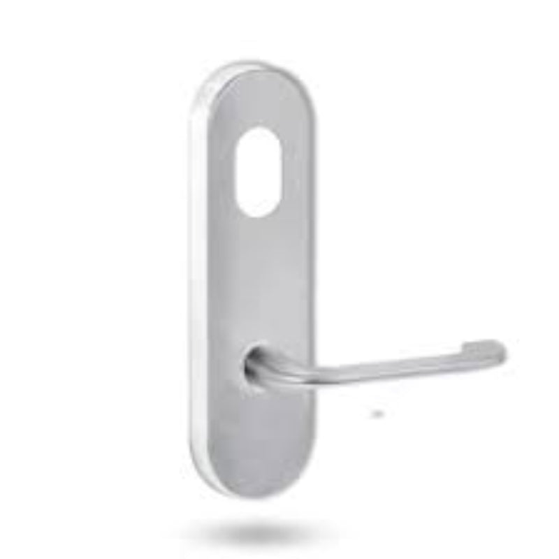 Lockwood 2801 Round End Plate with Cylinder Hole & 115 Lever Satin Brass Unlacquered 2801/115SBU