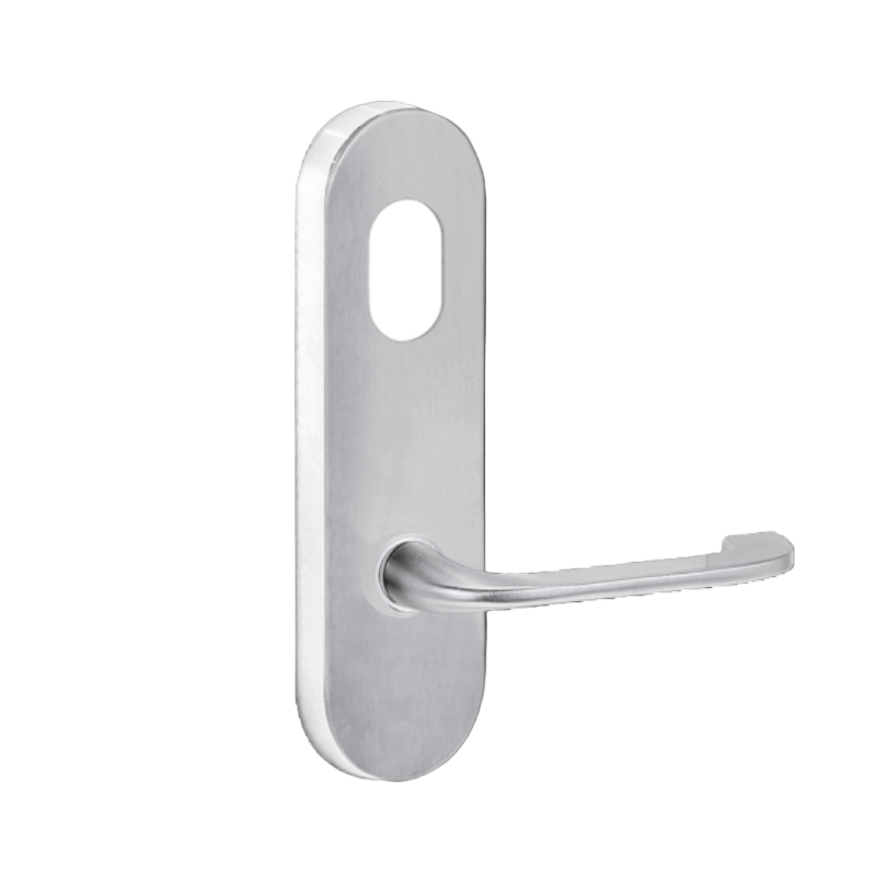 Lockwood 2801 Round End Plate with Cylinder Hole & 115 Lever Satin Chrome 2801/115SC - primehardware