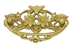 Superior Brass Cabinet Fitting (Flowers) PB 38x80mm - primehardware