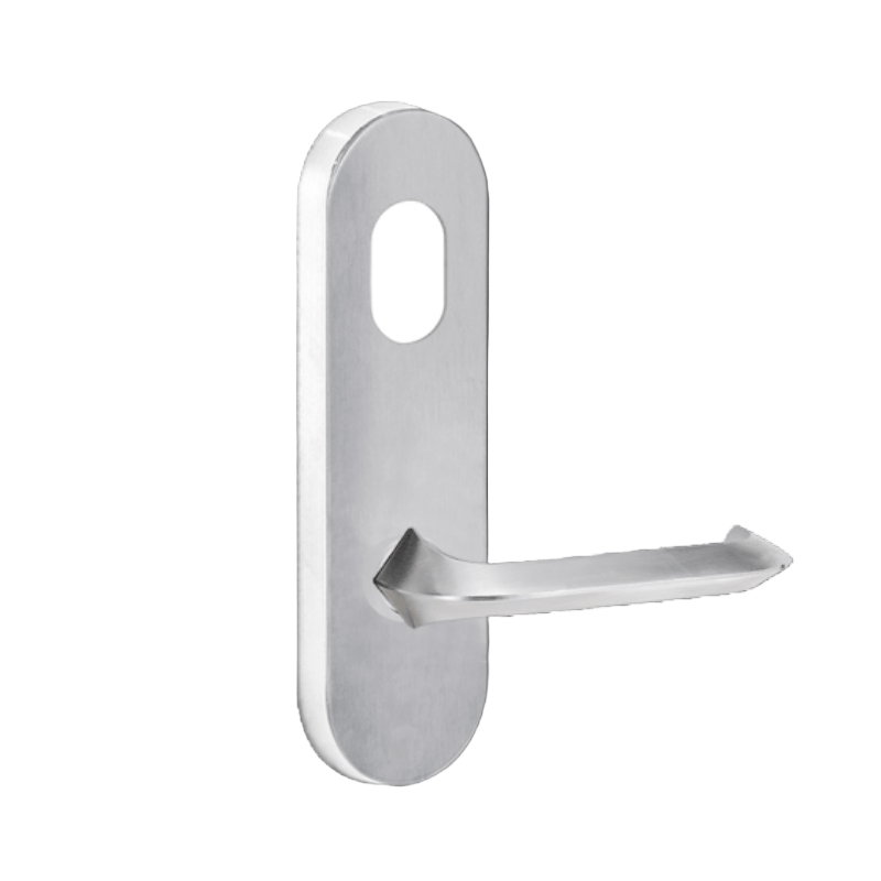 Lockwood 2801 Round End Plate with Cylinder Hole & 116 Lever Satin Chrome 2801/116SC