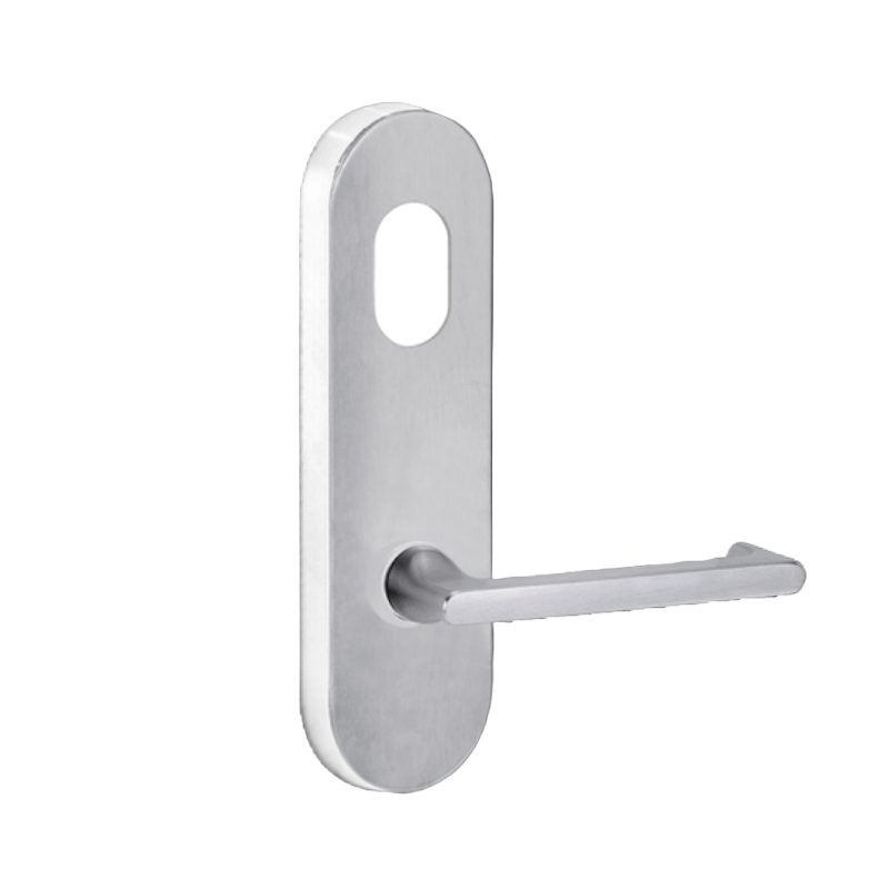 Lockwood 2801 Round End Plate with Cylinder Hole & 118 Lever Satin Chrome 2801/118SC