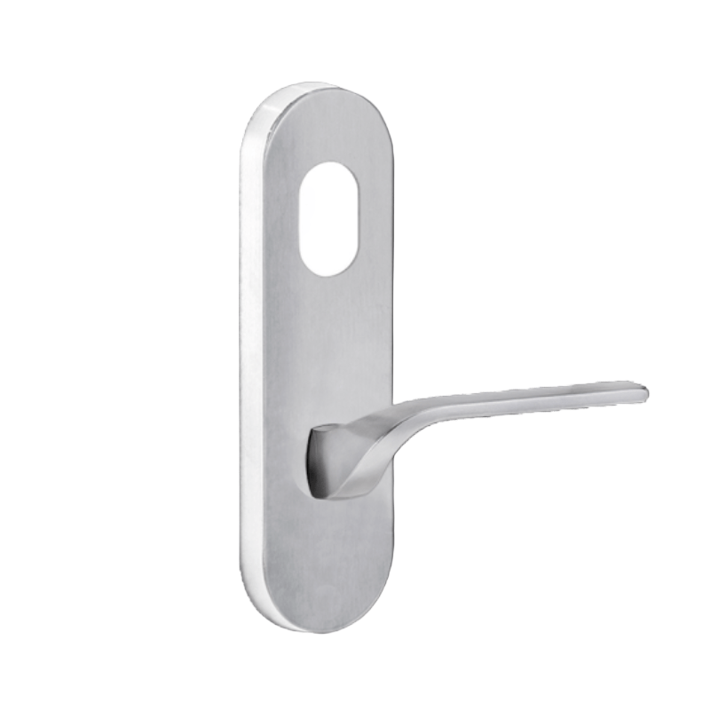 Lockwood 2801 Round End Plate with Cylinder Hole & 122 Left Hand Lever Satin Chrome 2801/122LSC