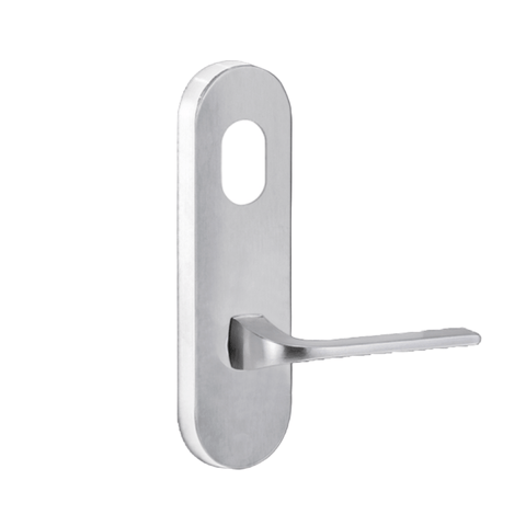 Lockwood 2801 Round End Plate with Cylinder Hole & 123 Lever Satin Chrome 2801/123SC - primehardware