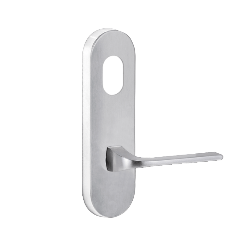 Lockwood 2801 Round End Plate with Cylinder Hole & 123 Lever Satin Chrome 2801/123SC