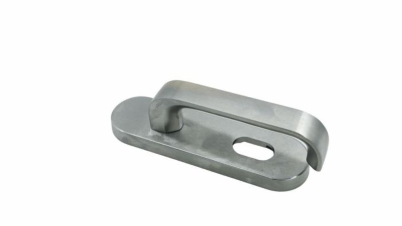 Lockwood 2801 Round End Plate with Cylinder Hole & 131 Lever Satin Chrome 2801/131SC