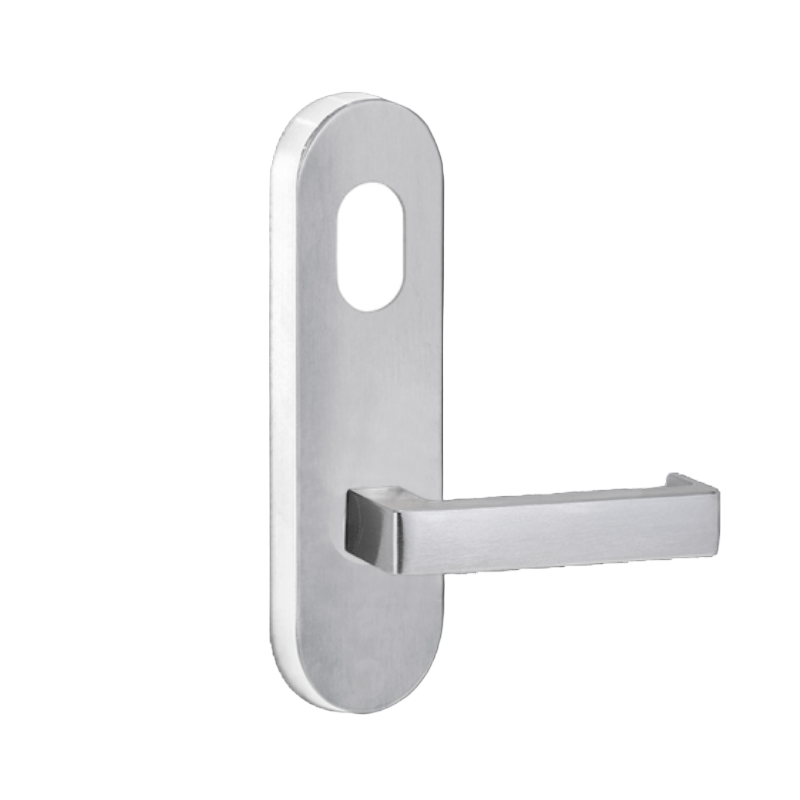 Lockwood 2801 Round End Plate with Cylinder Hole & 142 Lever Satin Chrome 2801/142SC