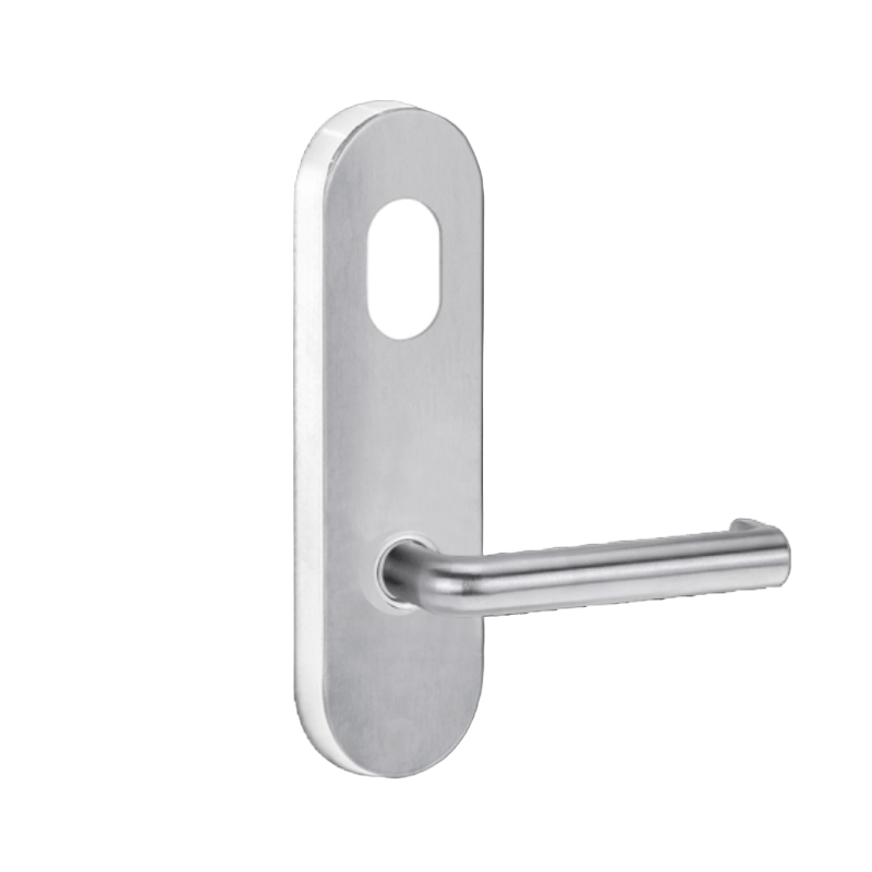 Lockwood 2801 Round End Plate with Cylinder Hole & 144 Lever Satin Chrome 2801/144SC - primehardware