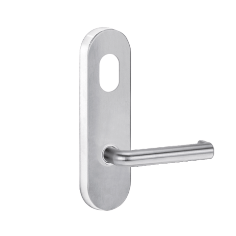 Lockwood 2801 Round End Plate with Cylinder Hole & 144 Lever Satin Chrome 2801/144SC - primehardware