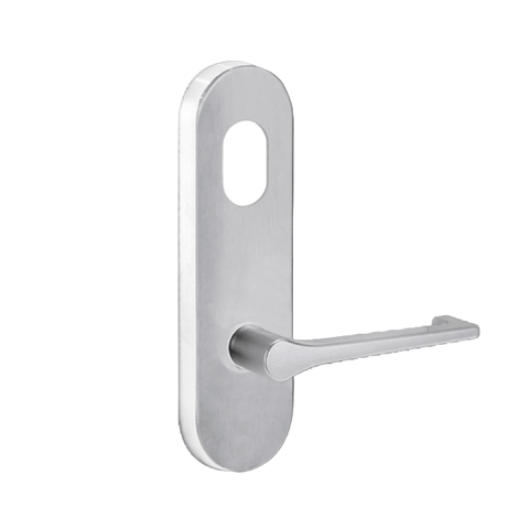 Lockwood 2801 Round End Plate with Cylinder Hole & 145 Lever Satin Chrome 2801/145SC - primehardware