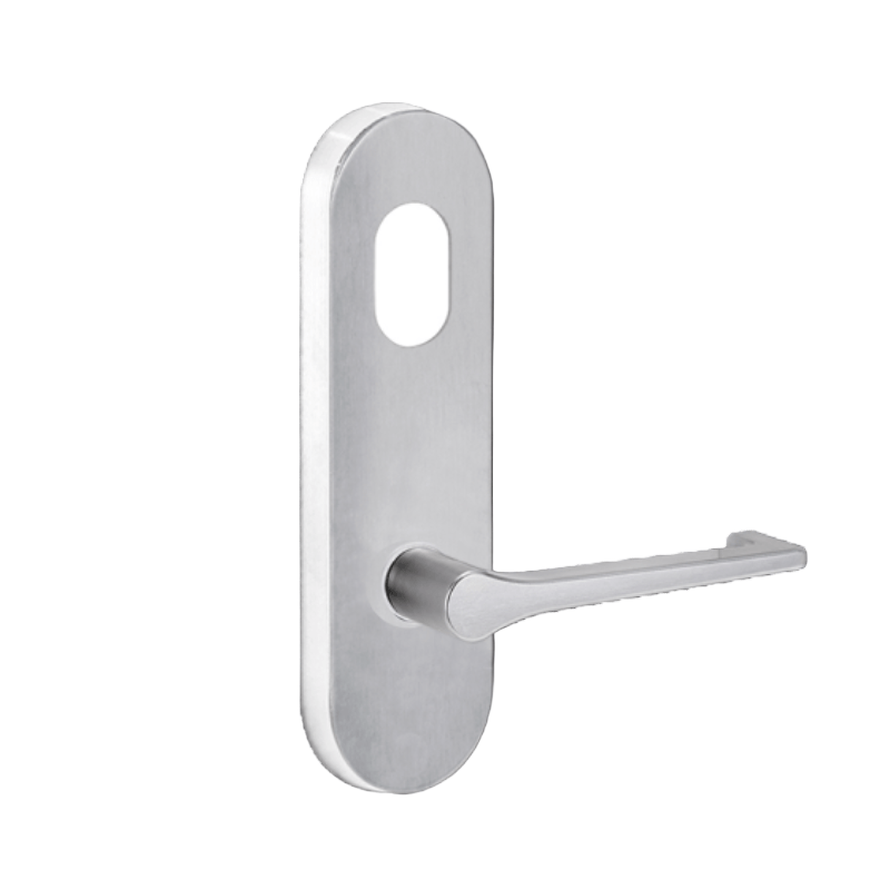 Lockwood 2801 Round End Plate with Cylinder Hole & 145 Lever Satin Chrome 2801/145SC