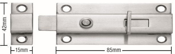 Superior Brass Patio Bolt exposed Fix 304SSS 85x40mm (15mm Bolt Throw) - primehardware