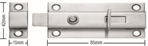 Superior Brass Patio Bolt exposed Fix 304SSS 85x40mm (15mm Bolt Throw) - primehardware