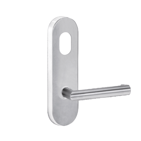 Lockwood 2801 Round End Plate with Cylinder Hole & 155 Lever Satin Chrome 2801/155SC - primehardware