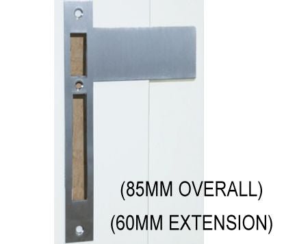 Austyle Extended Striker Plate S/Steel Satin Chrome 85mm 49840 - primehardware