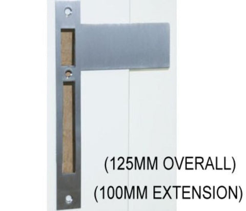 Austyle Extended Striker Plate S/Steel Satin Chrome 125mm 49841 - primehardware