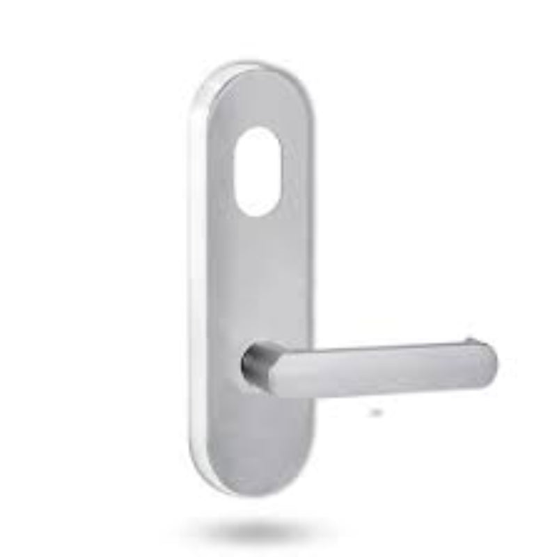 Lockwood 2801 Extended Round End Plate with Cylinder Hole & 166 Lever Satin Brass Unlacquered 2801/166SBU