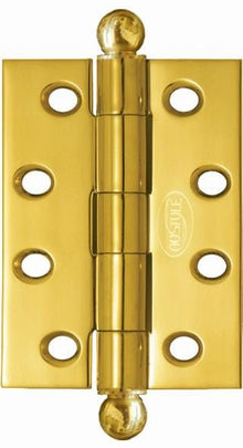 Superior Brass Butt Hinge Ball Tip Loose Pin with Screws Polished Brass 89x89mm (Pair)