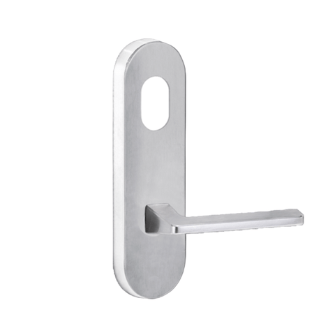 Lockwood 2801 Round End Plate with Cylinder Hole & 178 Lever Satin Chrome 2801/178SC - primehardware