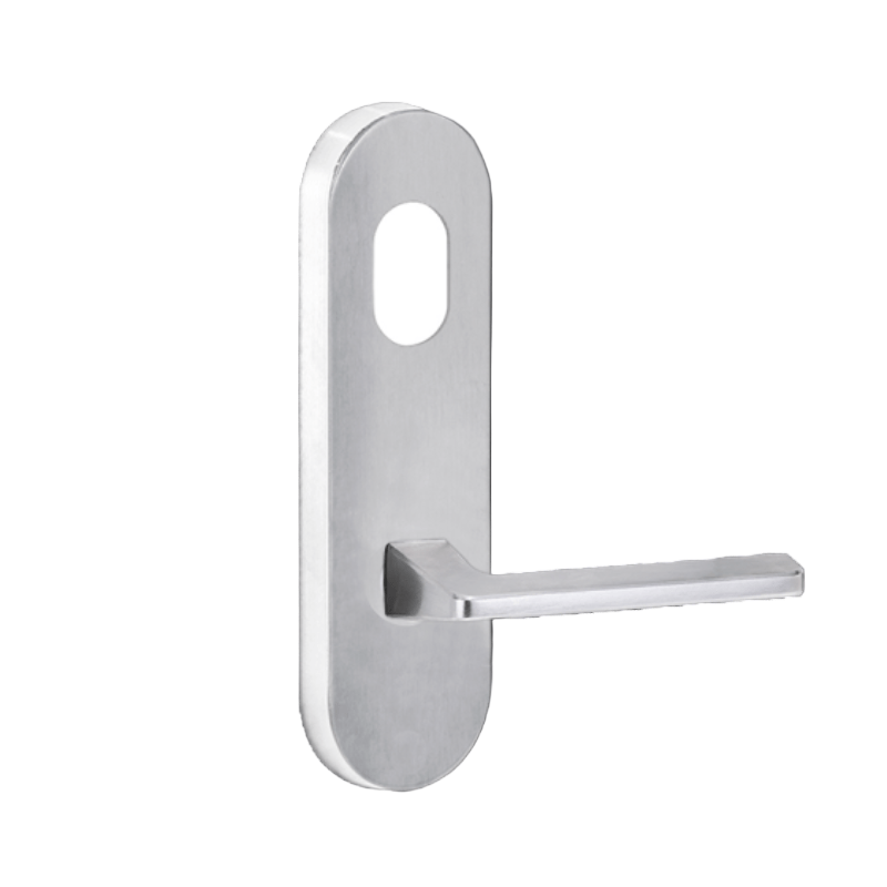 Lockwood 2801 Round End Plate with Cylinder Hole & 178 Lever Satin Chrome 2801/178SC