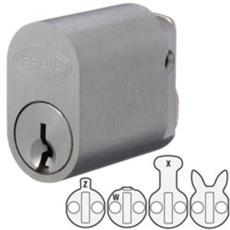 Brava Metro Oval Cylinder Lw5 Profile Kd With X W Z & R Cams Satin Chrome - 5070 Usc Kd  5070USCKD