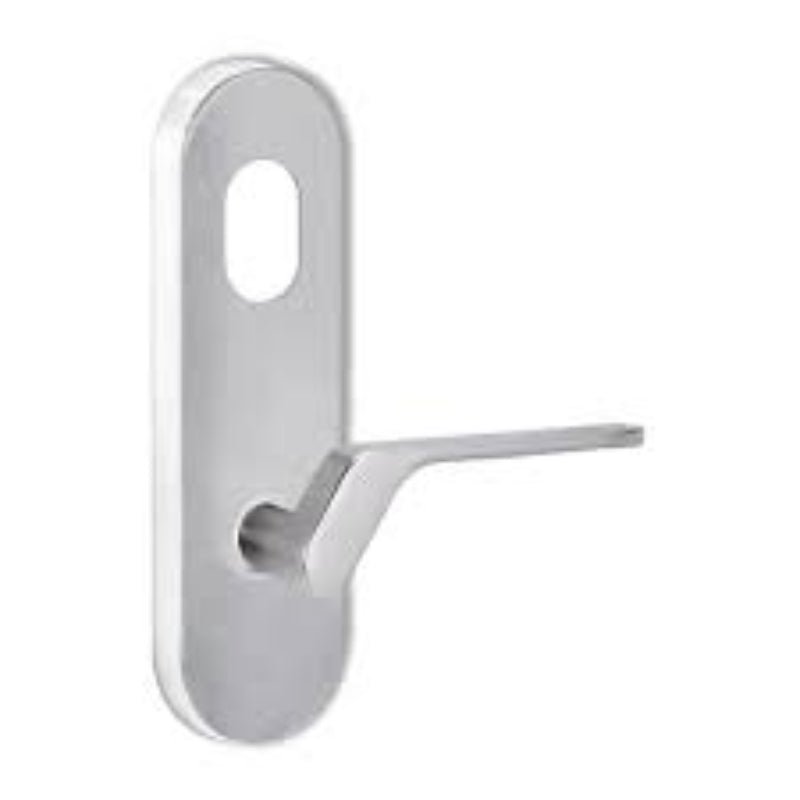 Lockwood 2801 Round End Plate with Cylinder Hole & 41 Lever Left Hand Satin Chrome 2801/41LSC