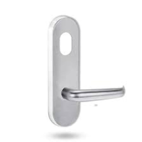 Lockwood 2801 Round End Plate with Cylinder Hole & 47 Lever Right Hand Satin Chrome 2801/47RSC - primehardware