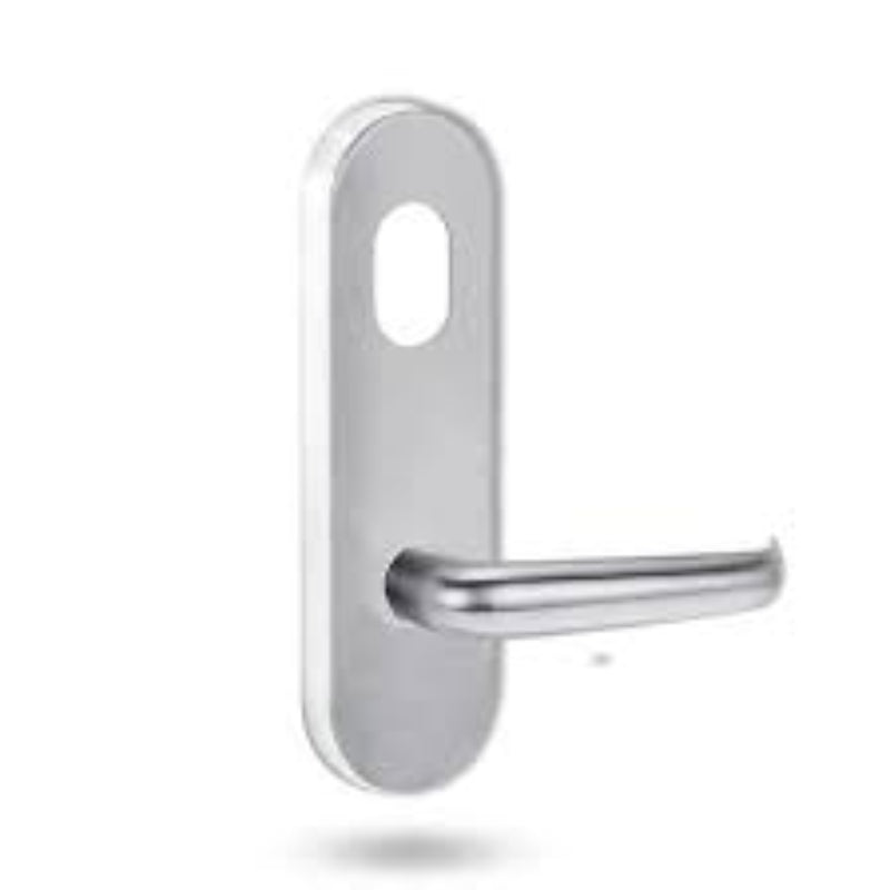 Lockwood 2801 Round End Plate with Cylinder Hole & 47 Lever Right Hand Satin Chrome 2801/47RSC