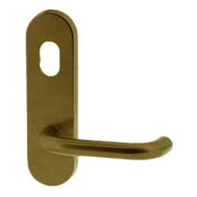 Lockwood 2801 Extended Round End Plate with Cylinder Hole & 70 Lever Aged Brass 2801/70AG