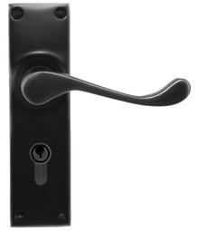 Superior Brass Lever Lock Entrance Centre to Centre 47.6mm Black Matt Black 150x42mm (Pair)