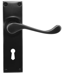 Superior Brass Lever Entrance Skeleton Key Black Matt Black 150x42mm (Pair)