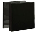 Two black binders on a white background