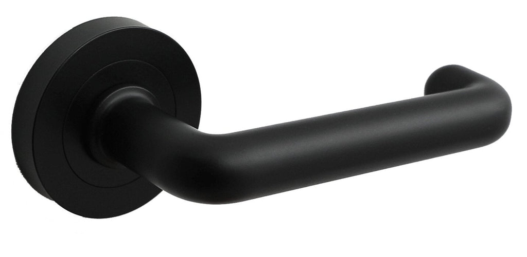 Black door handle on a white background