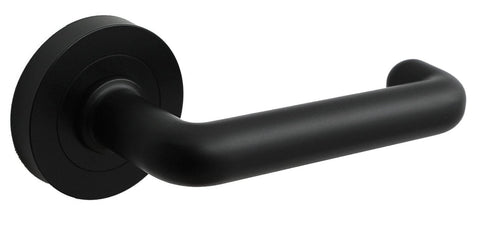 Black door handle on a white background