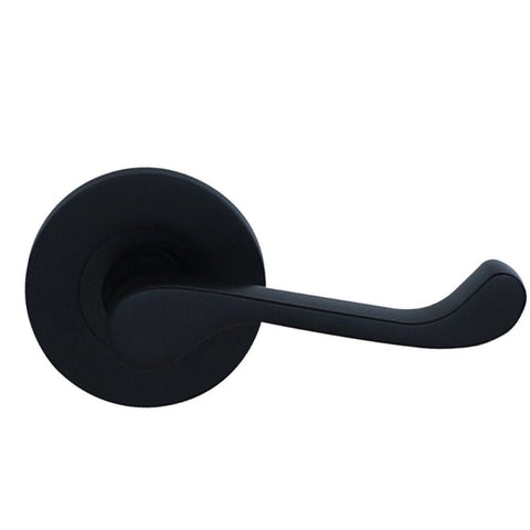 Black door handle on a white background