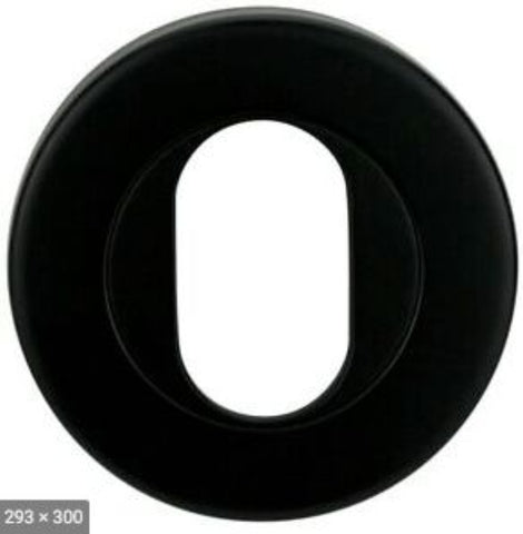 Black rubber grommet on a white background