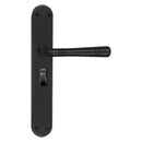 Black door handle on a white background