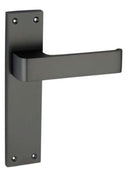 Black door handle on a white background