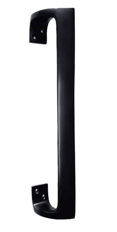 Black metal handle on a white background