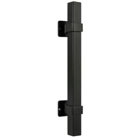 Black metal bracket on a white background