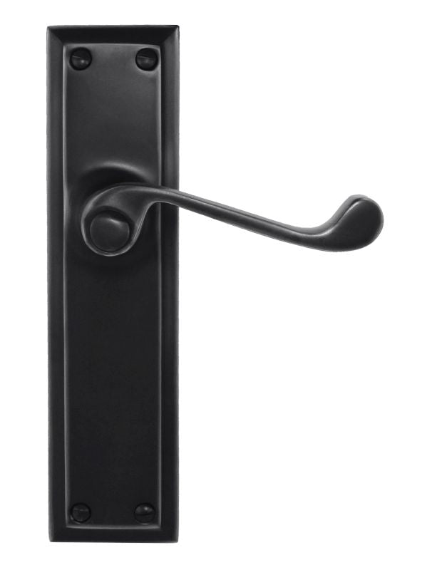 Black door handle on a white background