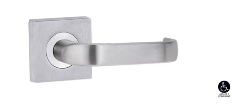 Lockwood Symphony 74 Lever On Square Rose Full Set Satin Chrome 1420/1421/74SC - primehardware