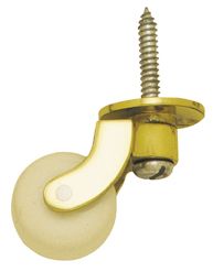 Superior Brass Castor White Ceramic Screw Polished Brass 32mm