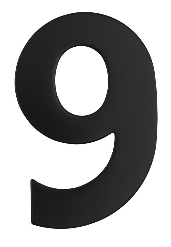 Superior Brass Architectural Numeral No.9 316 S/Steel Black 225mm "9" - primehardware