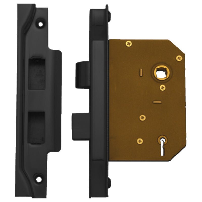 Austyle Rebated Lock 3 Lever Matt Black 60mm  59048